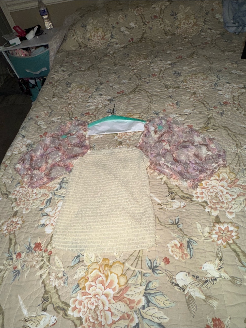 Free People Cream Knit top with Pink Multi-Texture Shrug